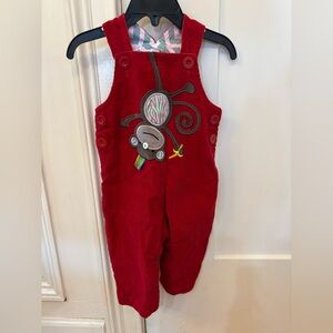 Red Corduroy Monkey Overalls for Baby